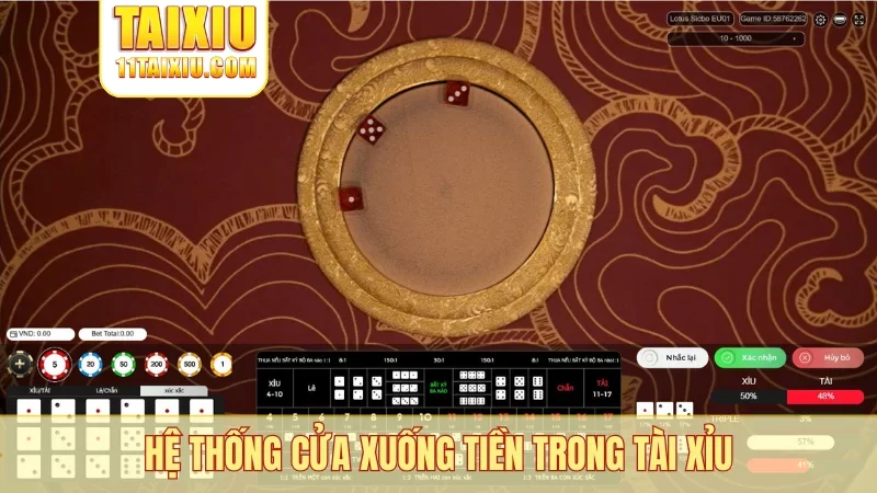 Hệ thống cửa xuống tiền trong tài xỉu